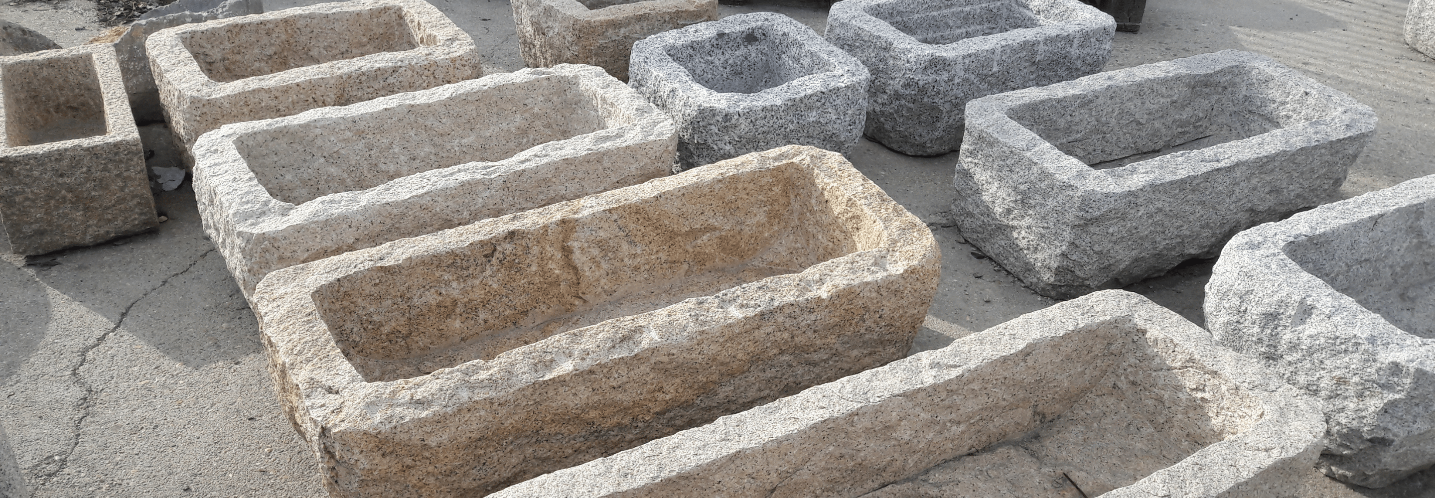 Bassin en pierre, bassins de jardin en granit gris et beige
